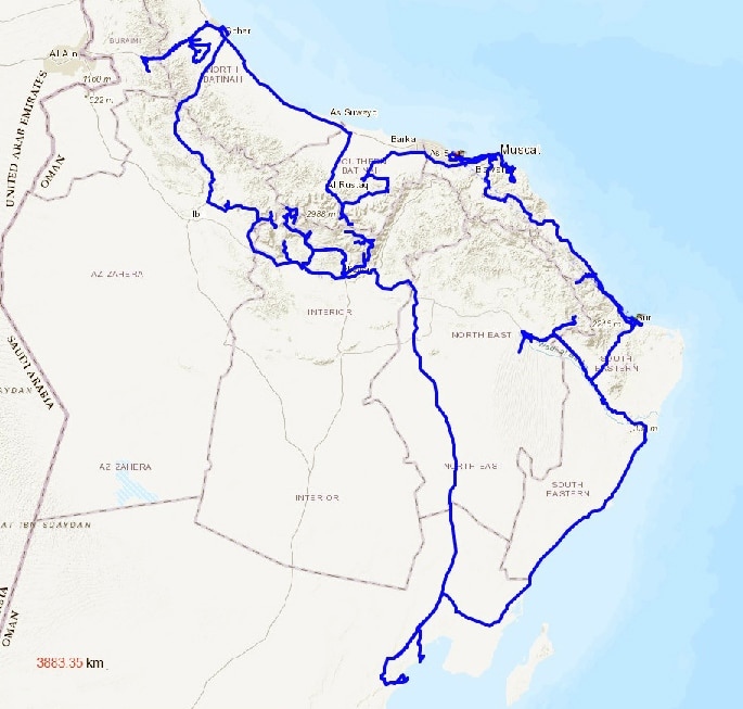 Notre parcours en Oman automne 2019. Notre parcours en Oman automne 2019.