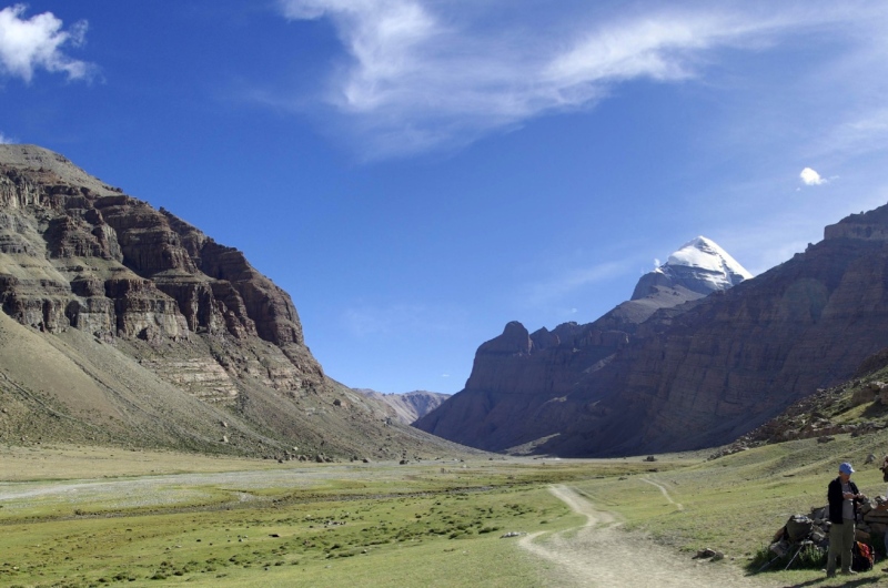 L'entrée de la vallée menant au col de Drölma-la. Le Mont sacré du Kailash au Tibet.