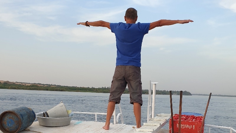 Non Ludo, nous ne sommes pas sur le Titanic ! Felouque sur le Nil.