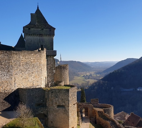 Sur les hauteurs du château durant notre visite. Dordogne
