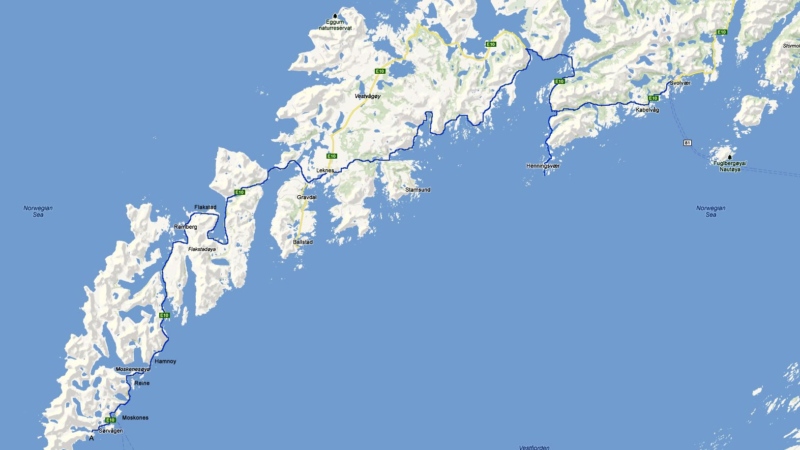 Notre trajet aller de Svolvær à Å. îles Lofoten