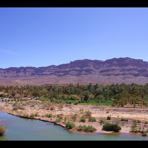 Les villageois se retrouvent près de la rivière pour la lessive. Vallée du Drâa