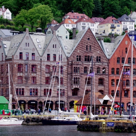 Les bâtiments typiques du port. Bergen