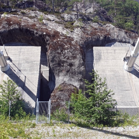 L'encrage des câbles du viaduc. Hardanger