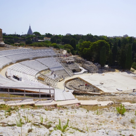 Parc archéologique de Neapolis, le Théâtre Grec. Italie, Syracuse