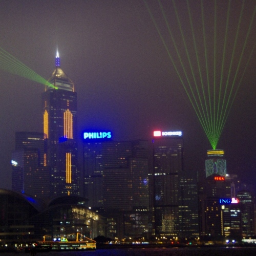 La Skyline de Hon Kong de nuit. Hong Kong
