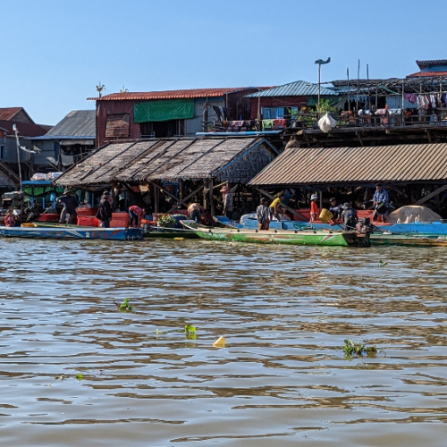 Un marché aux poissons. Lac Tonlé Sap.