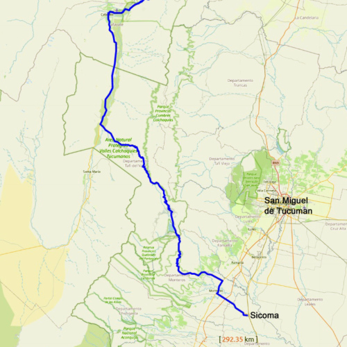 Notre trajet de Sicoma à Cafayate. La Puna
