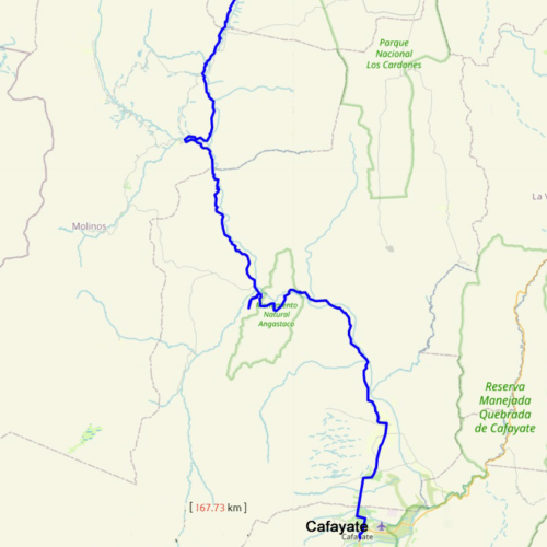 Notre trajet de Cafayate à Cachi. La Puna