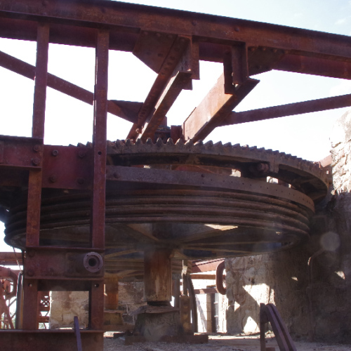 Station N°2. Roue d'entrainement du câble porteur. Chilecito.