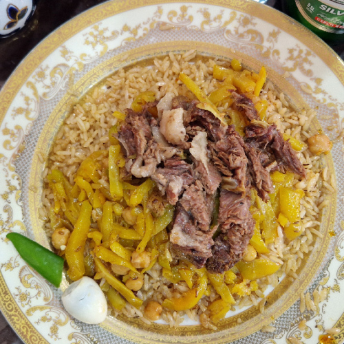 Le Plov, plat traditionnel Tadjik. Samarcande.