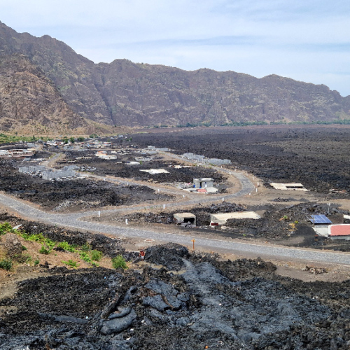 Les deux villages de Portella et Bangaeira ensevelies en 2014. Cap Vert, Fogo, le Pico do Fogo, Parc Naturel.
