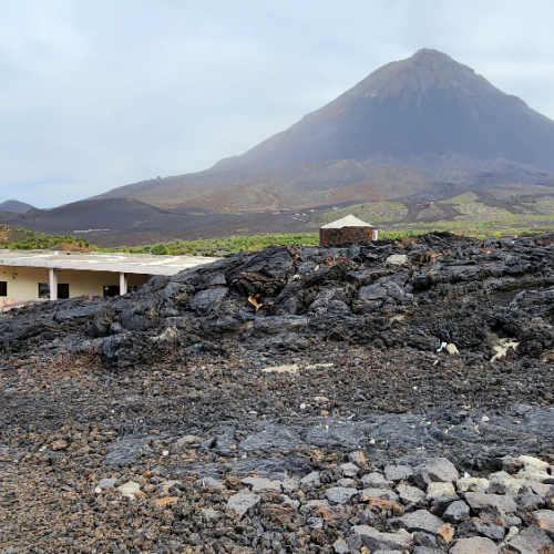 Les deux villages de Portella et Bangaeira ensevelies en 2014. Cap Vert, Fogo, le Pico do Fogo, Parc Naturel.