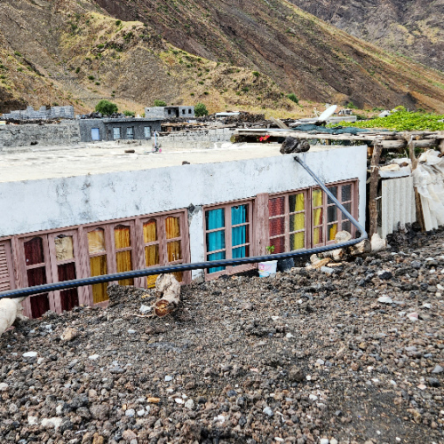 Les deux villages de Portella et Bangaeira ensevelies en 2014. Cap Vert, Fogo, le Pico do Fogo, Parc Naturel.