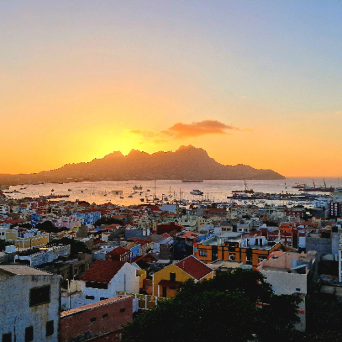 Mindelo, coucher de soleil. Cap Vert, Soa Vicente, Mindelo