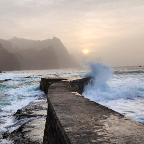 Coucher de soleil à Porto novo. Cap Vert Santo Antao