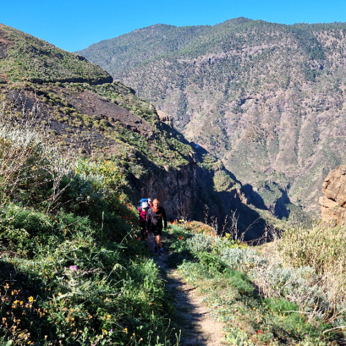Nous débouchons sur un plateau. Grande Canarie, vallée d'Agaete.