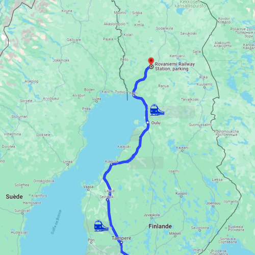 Train de nuit d'Helsinki à Rovaniemi. Finlande.