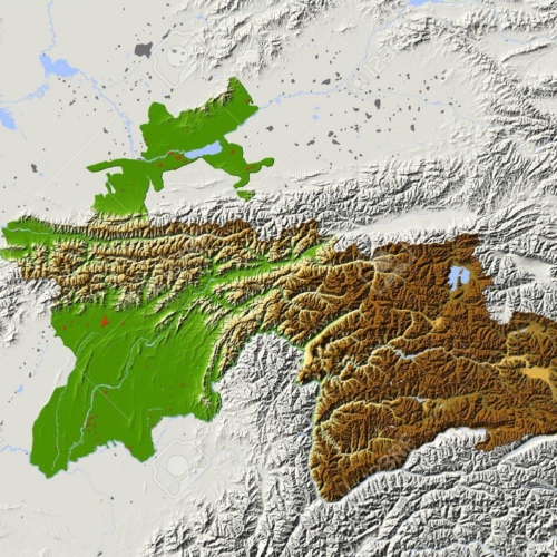 Tadjikistan, Carte du relief. Tadjikistan, Carte du relief.