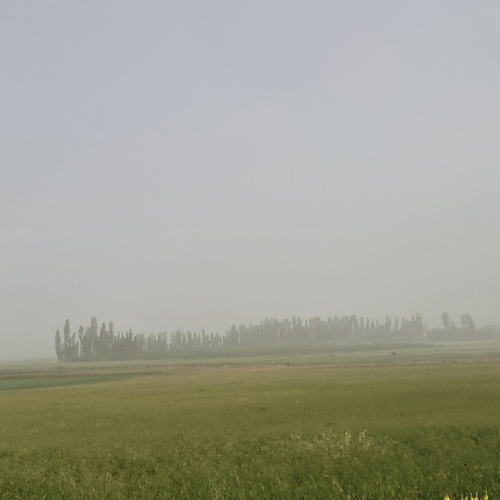 Route pour Douchanbé.
En plein dans la brume de poussière. Tadjikistan, Douchanbé.