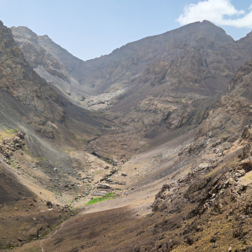 Le refuge en vue ! Maroc, Le Djebel Toubkal.