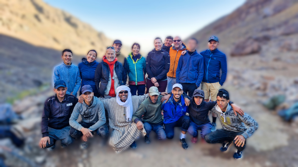 Dernière photo avant de quitter nos muletiers. Maroc, Le Djebel Toubkal.