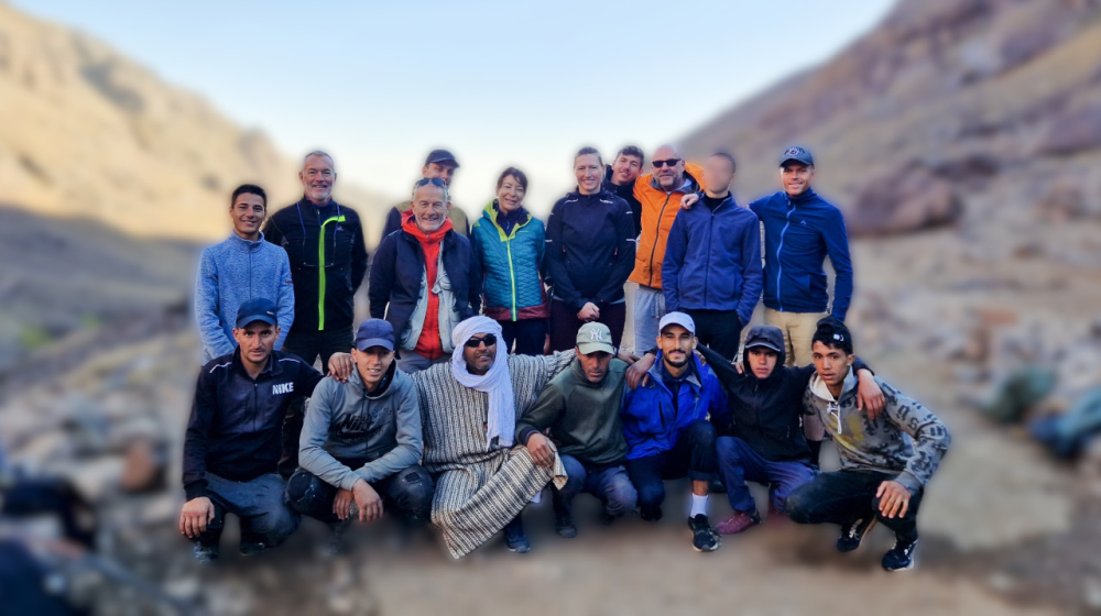 Dernière photo avant de quitter nos muletiers. Maroc, Le Djebel Toubkal.