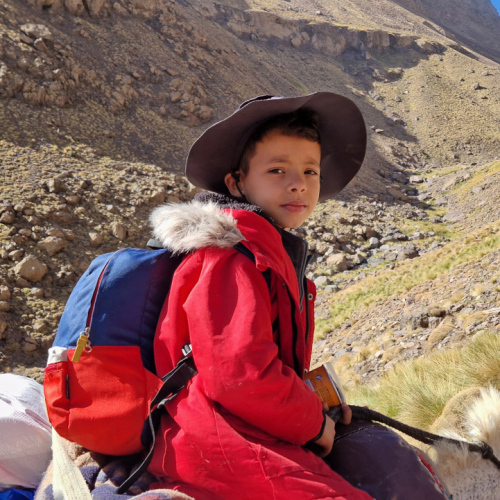 Un jeune cavalier sur le chemin de retour. Maroc, Le Djebel Toubkal.