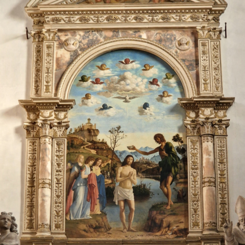 Venise, Église de San Giovanni Battista in Bragora. Le Baptême du Christ de Cima da Conegliano. Venise, Église de San Giovanni Battista in Bragora.