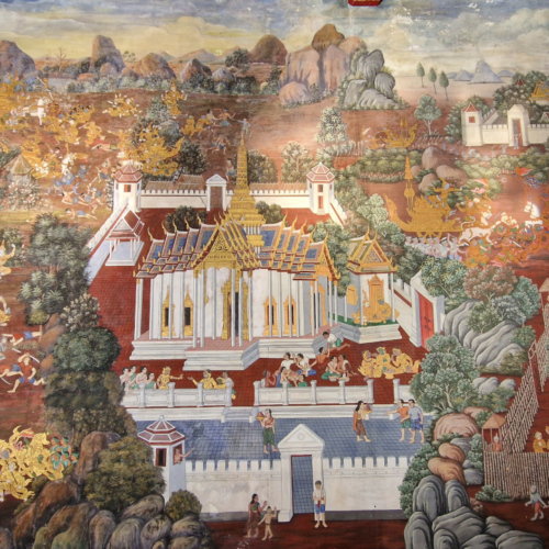 Le Grand Palais à Bangkok. Fresques murales. Le Grand Palais à Bangkok