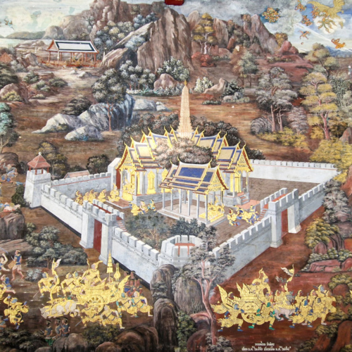 Le Grand Palais à Bangkok. Fresques murales. Le Grand Palais à Bangkok