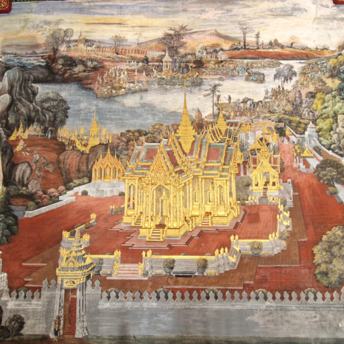 Le Grand Palais à Bangkok. Fresques murales. Le Grand Palais à Bangkok