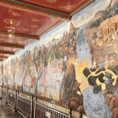 Le Grand Palais à Bangkok. Fresques murales. Le Grand Palais à Bangkok