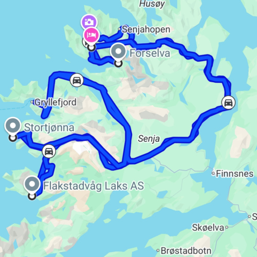 Notre parcours du jour sur l'Île de Senja Norvège Île de Senja
