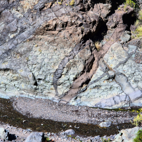La Palma Barranco de las Angustias.
Pilows lava, laves en coussin. La Palma Barranco de las Angustias