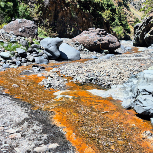 La Palma Barranco de las Angustias.
Eaux ferrugineuses de la Cascada colorada. La Palma Barranco de las Angustias