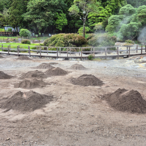 les furmas ou fours enterrés utilisés par les restaurateurs de Furnas. Les Açores São Miguel Les furmas