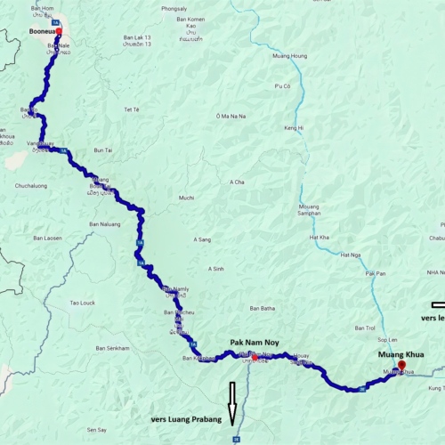 Notre trajet de Booneua à Muang Khua Notre trajet de Booneua à Muang Khua