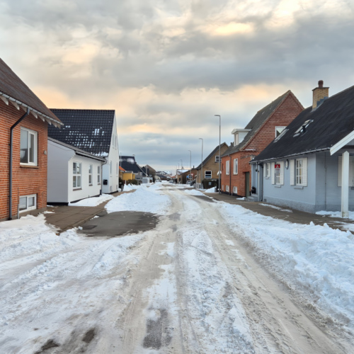 Danemark, Rue enneigée d'Hirtshals Danemark Rue enneigée d'Hirtshals