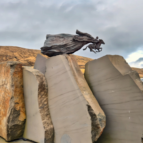 Îles Féroé Sandavágur.
Sculpture de Hans Pauli Olsen. Îles Féroé Sandavágur