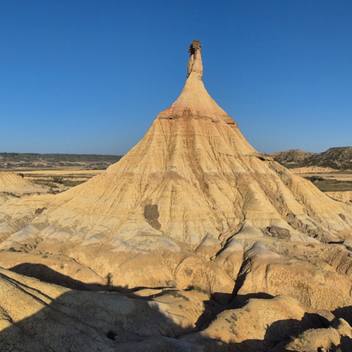 Bardenas Reales. Finesse du sommet du Castildetierra. Bardenas Reales