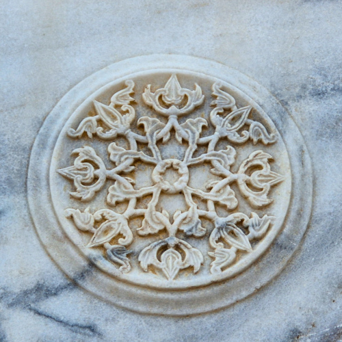 Inde Agra Taj Mahal. Bas relief sculpté dans le marbre. Inde Agra Taj Mahal