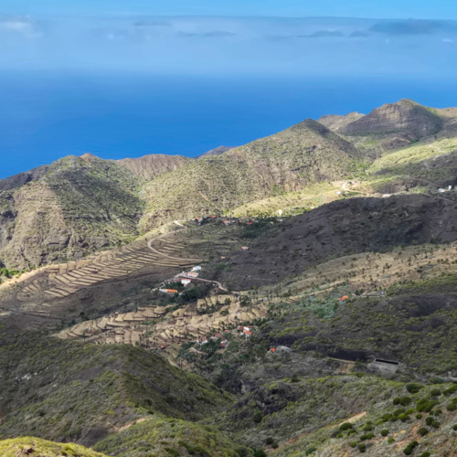 Espagne La Gomera côte Nord-Ouest. Cultures en terrasses. Espagne La Gomera côte Nord-Ouest