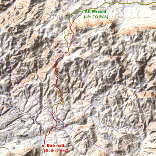 Notre trajet du jour, 20.33 Km 1200 m de descente. Maroc Djebel Saghro jour 5