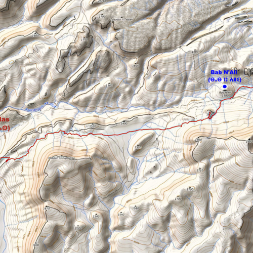 Notre trajet de Bab N'Ali à Ighazoun N'imlas. 13 Km 428 m D+ Maroc Saghro Jour 6